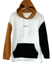 Shein Mens Women SMILE Hoodie White Black Brown MEDIUM Polyester Blend LS