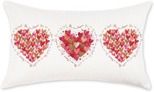 Valentines Day Lumbar Pillow Cover 12x20 Inch Watercolor Heart Romantic Love