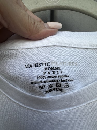 Majestic Filatures Basic T-Shirt Mens Medium Supima Cotton White Short Sleeve - Picture 6 of 11