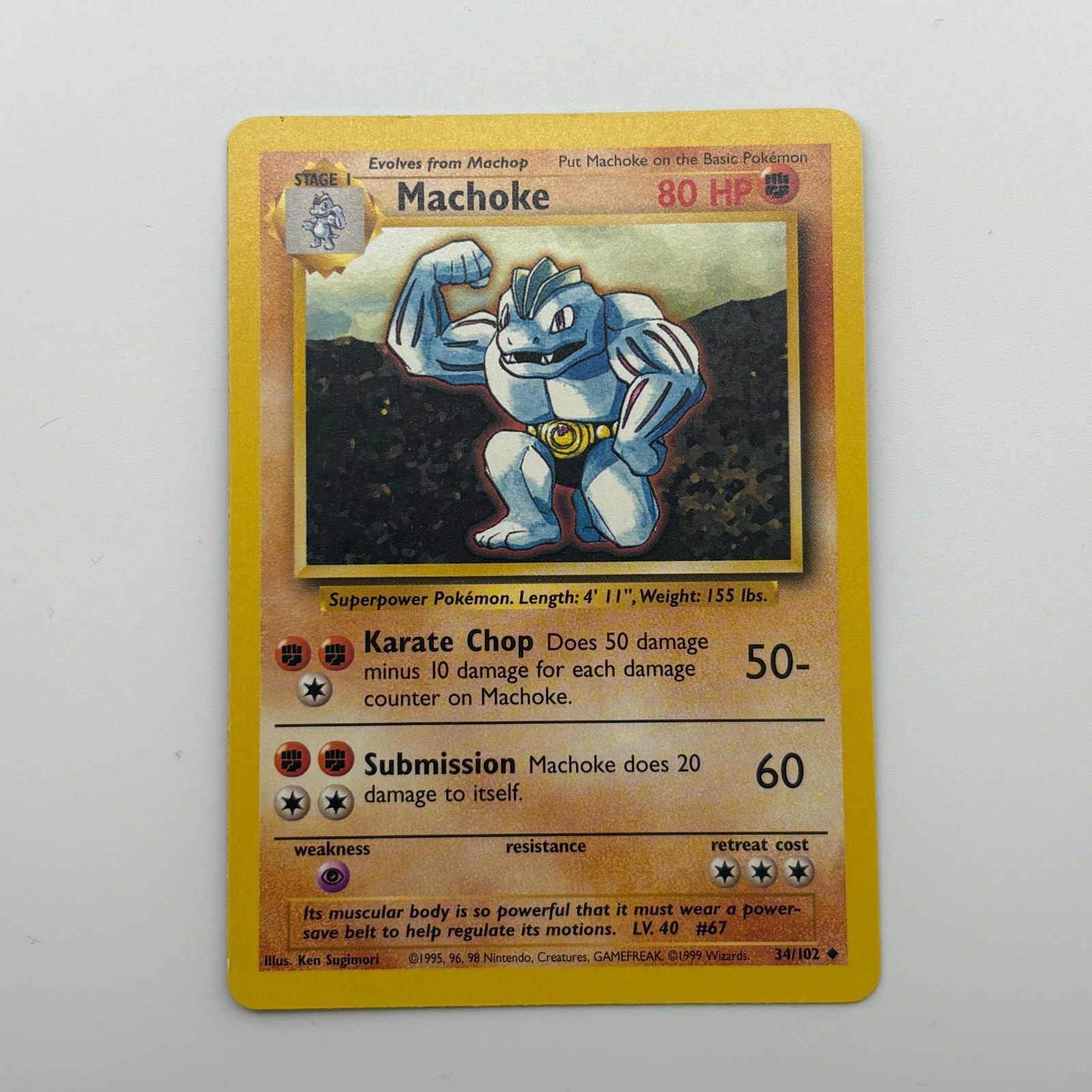 Machoke 34/102 UC Base Set Unlimited MP Pokemon