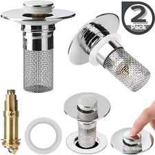 2-Pack Sink Stopper Hair Catcher Bathroom Pop Up Sink Drain Strainer Filter Plug