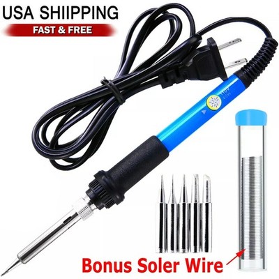 60W Soldering Iron Kit Gun Electric Heat Pencil Solder Tool US Plug 110V