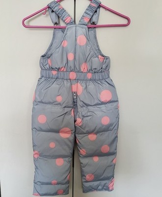Apple Bottom Snow Bibs 18-24 Months Size 90 Gray Pink Overalls Adjustable Straps