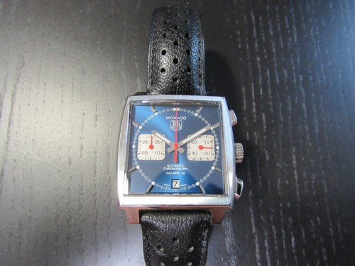 TAG Heuer Monaco Calibre 12 Automatic Swiss Chronograph CAW211 Two straps