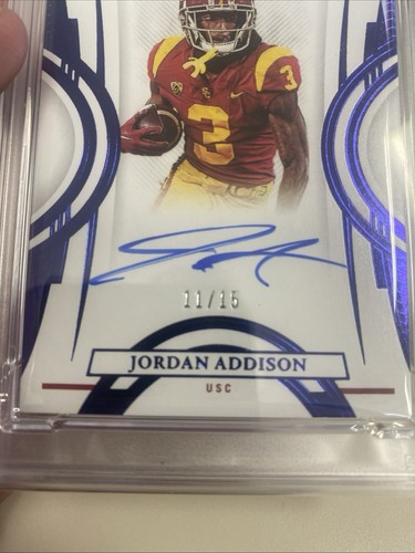 2023 Panini Flawless - Flawless Rookie Signs Jordan Addison Sapphire /15 AU, RC - Picture 4 of 4