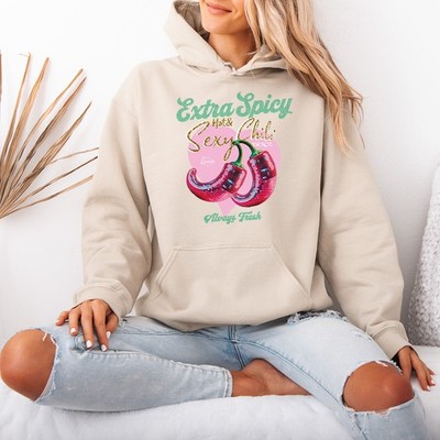 Extra würzig heiß und sexy Chili Disco Liebhaber immer frisch Essen Damen Hoodie Geschenk