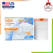 13 Gallon Reinforced Top Drawstring Fresh Scented Tall Kitchen Trash Bags with 2