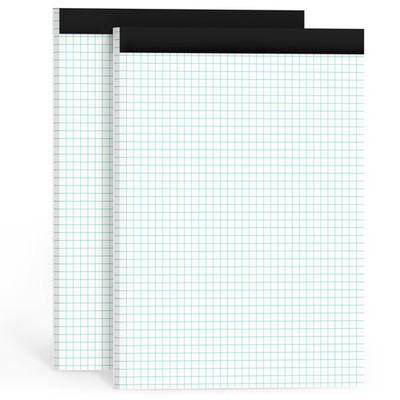 Graph Pads 8.5 x 11, 4x4 Graph Ruled, 2 Pack 1/4 Graph Notebooks, Grid Pad No...