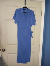 Nine West Lilac Colored Womens Midi Faux Wrap Dress Sz S Crepe Fabric