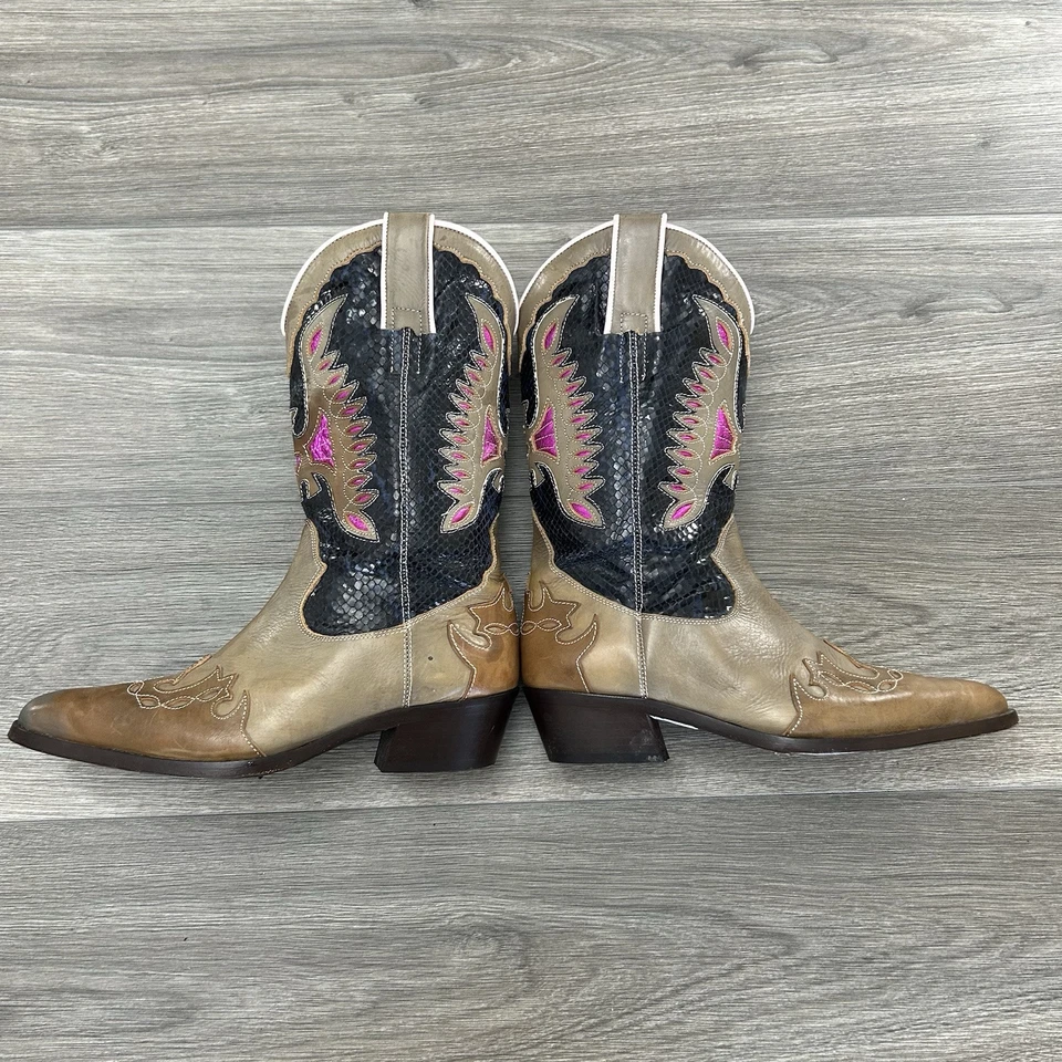 Botas vaqueras vintage Dolce & Gabbana D&G para mujer 39 hechas en Italia brillantes Foto 2 de 4