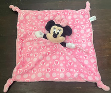 Disney Baby Minnie Mouse Pink Lovey Blanket Plush 2024 Pacifier Loop Knotted