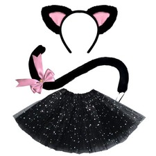 LUCKYBUNNY Animal Costume Set Cute Cat Cow Lion Headband Tail and Tutu for Hallo