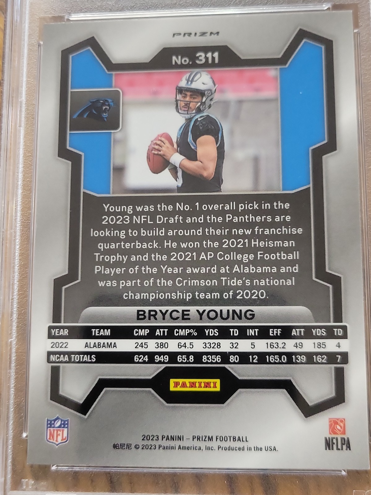 2023 Panini Prizm Bryce Young Rookies #311 Silver Prizm PSA 10 Panthers view 4