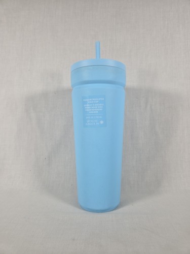 Starbucks Soft Touch Blue Stainless Steel Cold Cup Tumbler Twist Lid 24oz - Picture 2 of 5