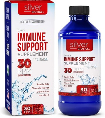Silver Biotics 30 PPM Extra Strength Daily Immune Support Supplement with Pat...
