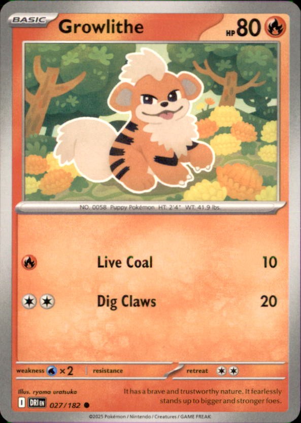 Pokemon Growlithe 27/182 Destined Rivals Non-Holo 5 Card Lot