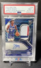 2020 Spectra Tyrese Maxey Jersey Auto-Blue Wave PSA 9 Auto 10 4/30 On Card