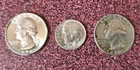 Lot of 2 Washington 90% Silver Quarters And One Dime Read Discription
