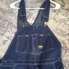 OshKosh B'gosh Blue Denim Bib Overalls Cotton Workwear Size 38-34 Made in USA