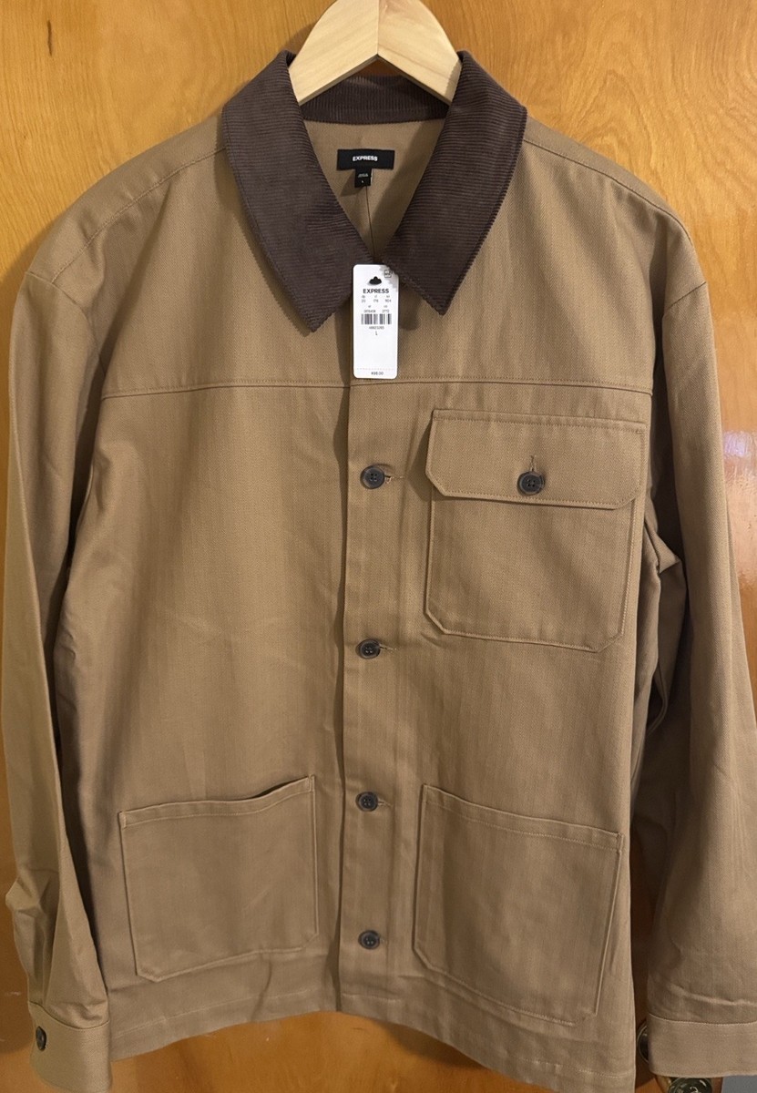 Express Shirt Jacket Mens Large Tan Lightweight