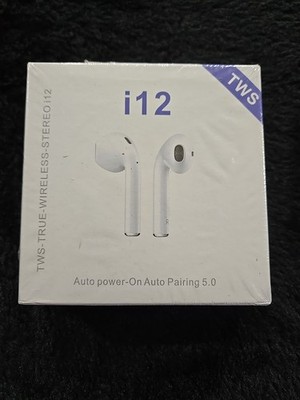 TWS-TRUE-WIRELESS-STEREO i12 EAR BUDS FOR AUTO PARING 5.0 WHITE NEW SEALED BOX