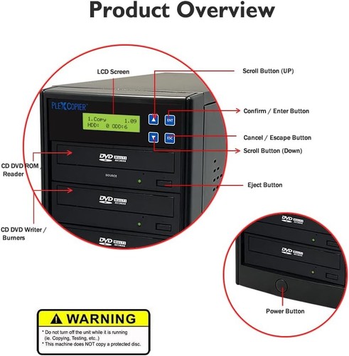 24X SATA 1 to 5 CD DVD M-Disc Supported Duplicator Writer Copier Tower black - 第 3/8 張圖片