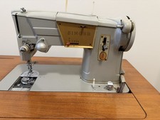 Vintage Singer Style o Matic 328 Sewing machine In Cabinet w Chair & Attachments
