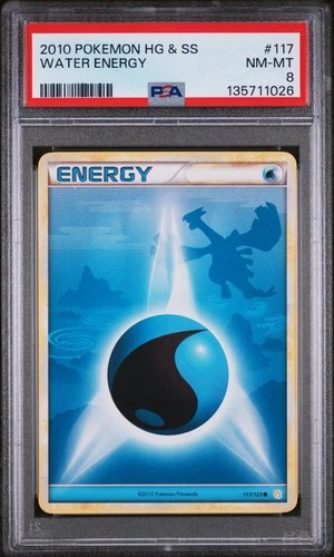 2010 POKEMON HEARTGOLD & SOULSILVER #117 WATER ENERGY PSA 8