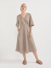 New Commonry Size 10 The Cross Front Poplin Print Midi Dress Business Cocktail