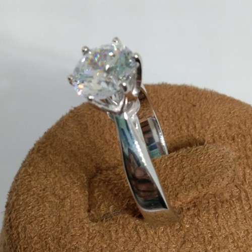 1.50CT Redondo Anillo Compromiso Corte Diamante Solitario 14K Blanco Oro Plata - Imagen 8 de 10