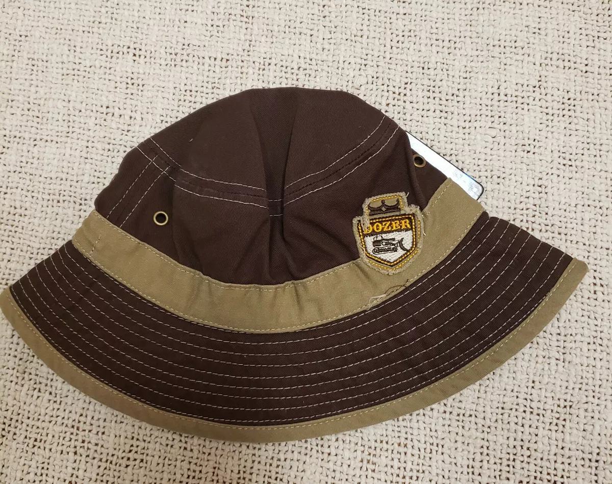 Dozer Boys Floppy Bucket Beach Sun Hat UPF 50+ Size M L 5-9 Years Old Brown