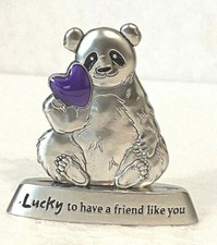Ganz Panda Bear Figurine w/Message "Lucky to Have a Friend Like You" Friendship