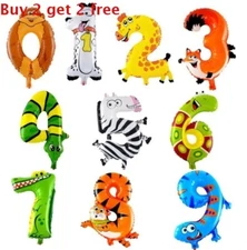 Mighty Bright Animal Number Balloons Happy Birthday Party Supplies lot