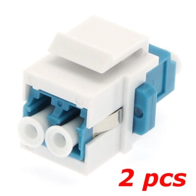 2 PACK - LC/UPC Single-Mode Duplex Fiber Optic Coupler Keystone Jack White Blue