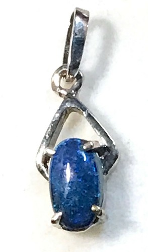 Solid Black Opal Pendant, 18ct (750) white gold, Australian natural opal - Picture 3 of 9