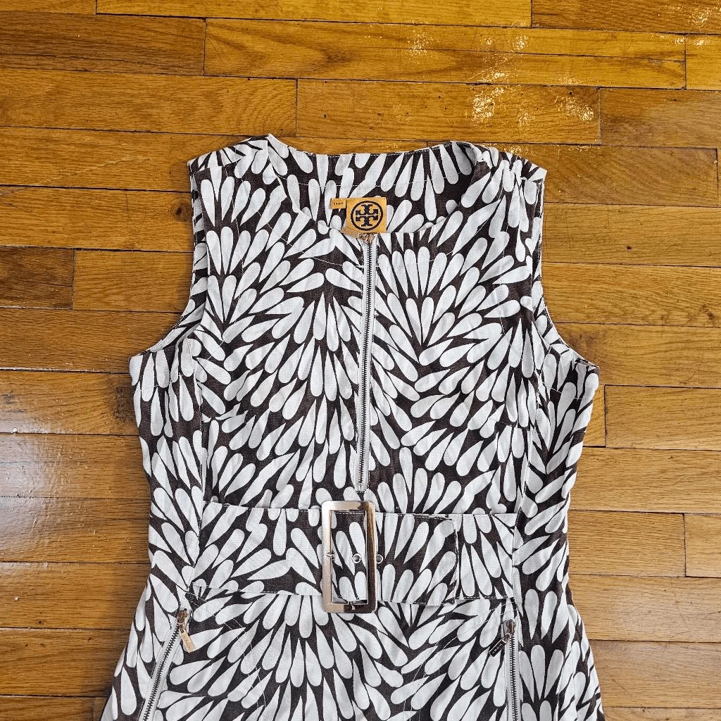 Abito tubino Tory Burch taglia 6 lino cotone senza maniche lavoro carriera