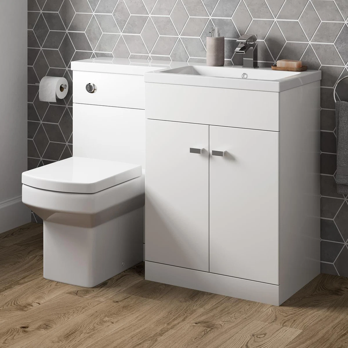Square bathroom sale sink with cabinet
