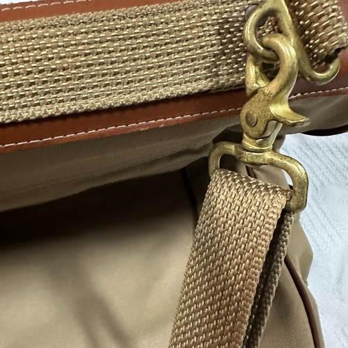 Eddie Bauer Edition Ford Khaki Canvas & Leather Garment Bag Luggage Travel Bag - Picture 8 of 12