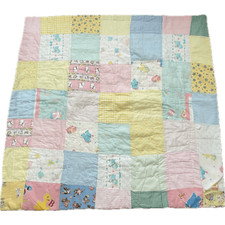 Vintage Handmade Patchwork Boy Girl Baby Infant Quilt Multicolor 48" x 48"