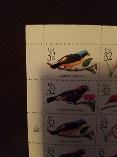 BIRDS AND FLOWERS 32¢ US POSTAGE STAMPS 1997 SHEET OF 20 - Picture 3 of 6