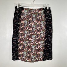 ALANNAH HILL Womens Floral Patterns Silk Paint The Roses Red Skirt Size 8 VGC