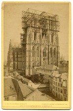 ARCHITECTURAL EXTERIOR, COLOGNE CATHEDRAL WITH SCAFFOLDING. GERMANY. 