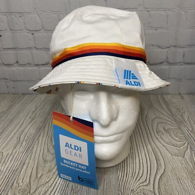 #ad ALDI Gear 2024 Logo Bucket Hat White Rainbow One Size New with Tags $19.97