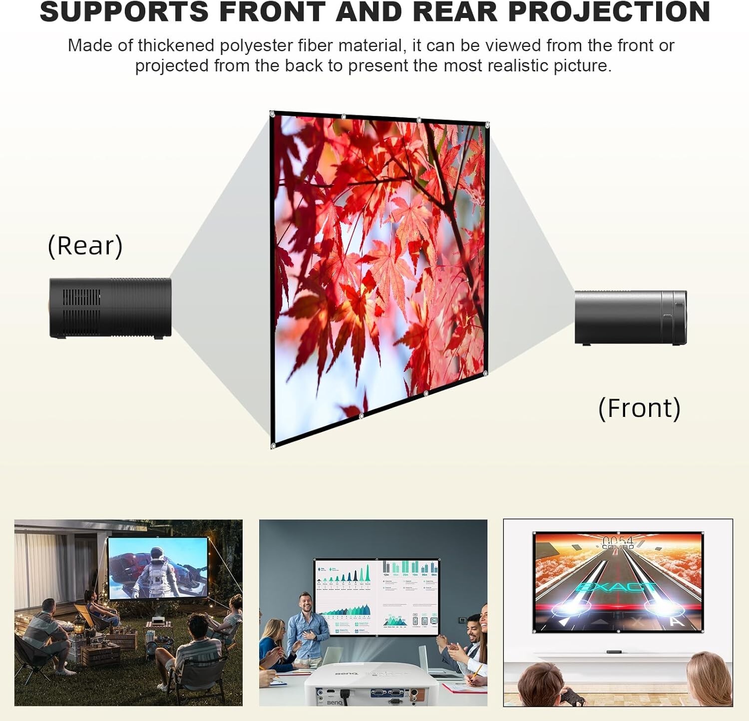 Easy-Install 150-Inch Foldable Movie Screen - 4K Clear Quality for Entertainment