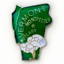 Vintage Vermont State Outline Souvenir Enamel Lapel Hat Pin AN