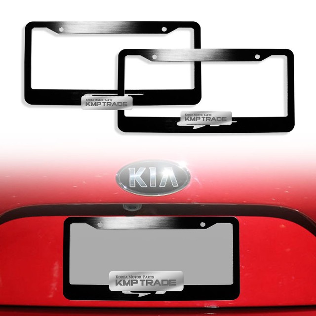 GT Logo Emblem License Plate Metal Black Frame Set for KIA 20172019