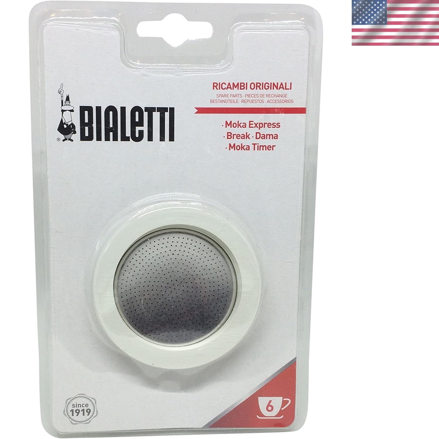 Bialetti - Set De 3 Gomas Y Un Filtro De Respuesto Para Cafetera Moka Aluminio Gris Claro En Oferta Auténtico Filtro Y Juntas De Repuesto Moka Express De 6 Tazas Para Amantes Del Espresso