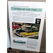 Vintage 1955 Ford Fairlane Sunliner Victoria Print Ad Classic Auto Art Vintage 1955 Ford Fairlane Sunliner Victoria Print Ad Classic Auto Art