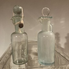 🧡 N 2 Ampolle Pharmacy Apothecary Bottiglia Farmacia Rara Antica Vintage Design