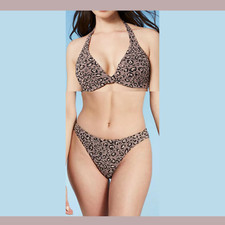 NWT Shade Shore Twist Bikini Top 38D Cheeky Bottom XL Jacquard 4318